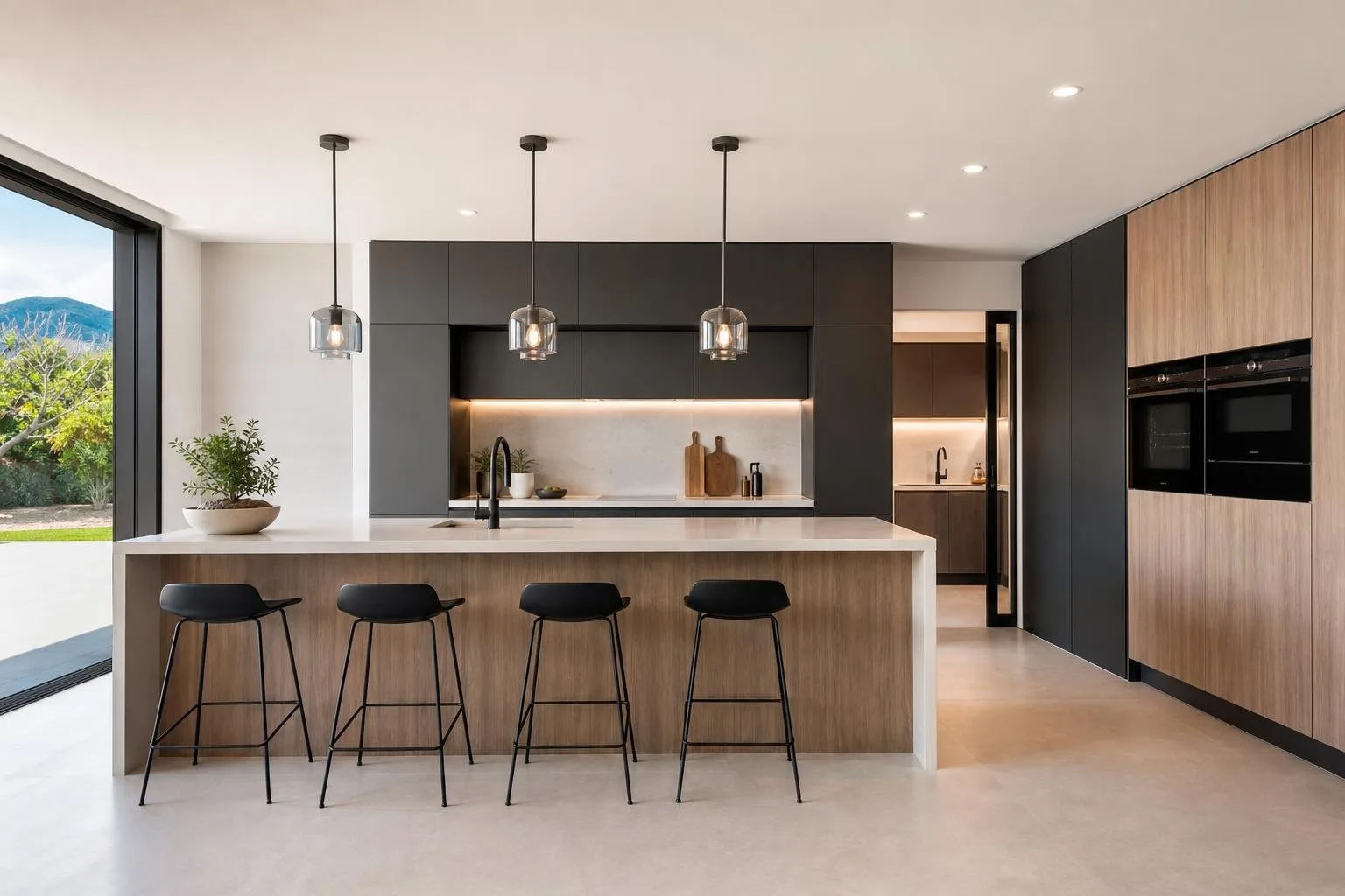 Cocina moderna con isla en una vivienda reformada