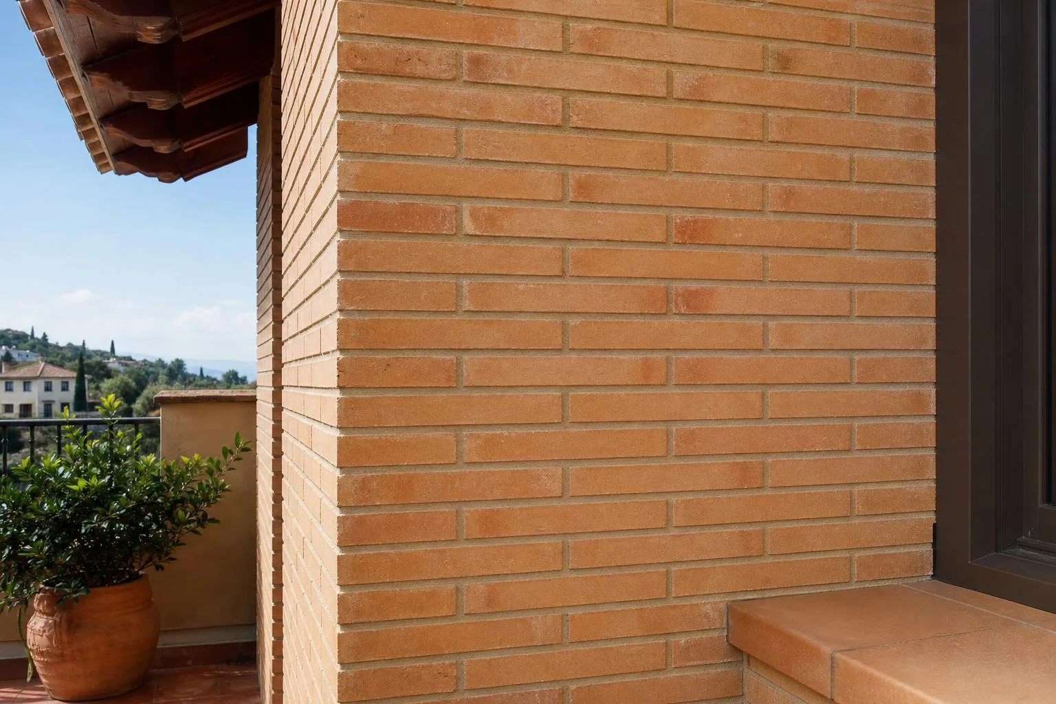 Detalle de muro de ladrillo con juntas regulares